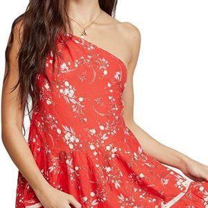 Free People All Mine Collection Floral Print One Shoulder Miniskirt Dress XS